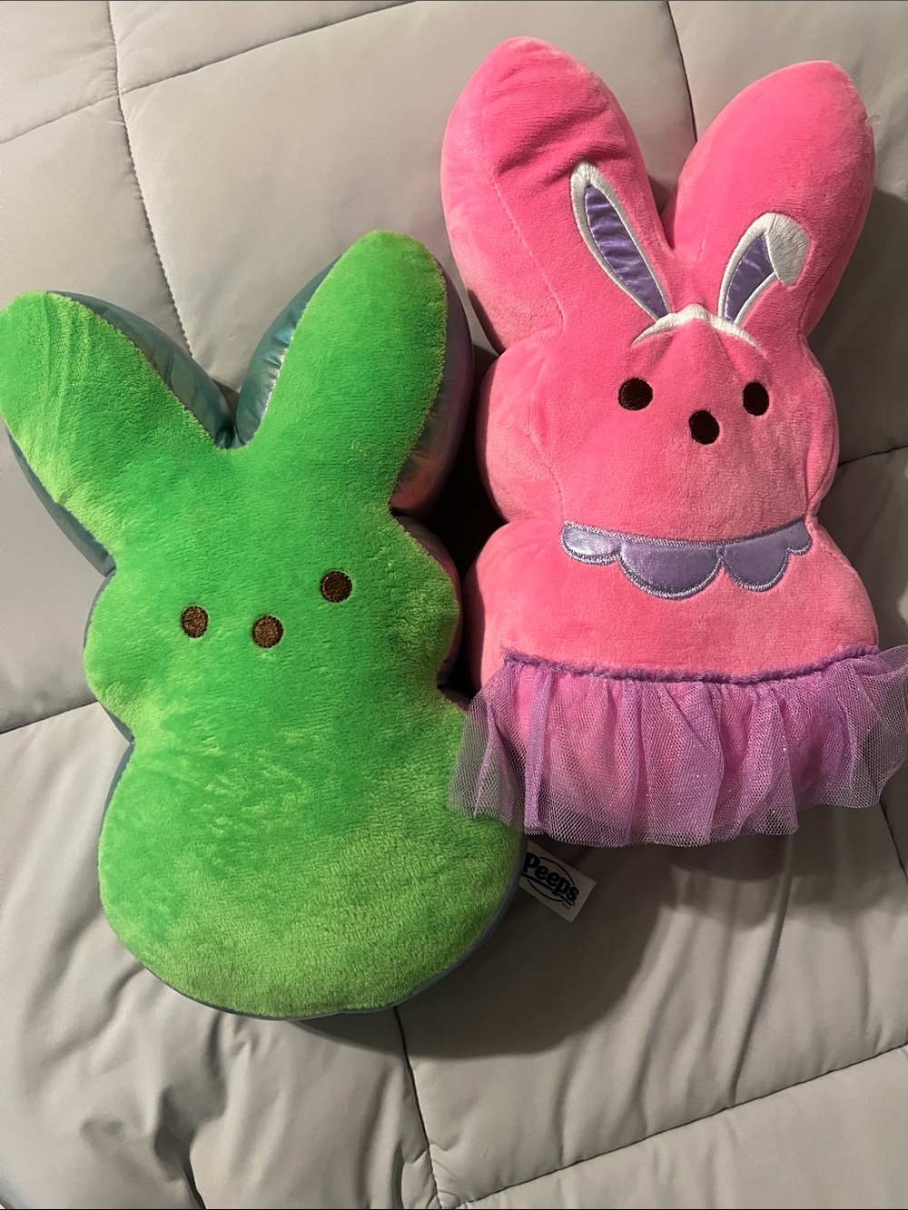2x pack PEEPS bunny 12” Plush stuffies - Pink and Green